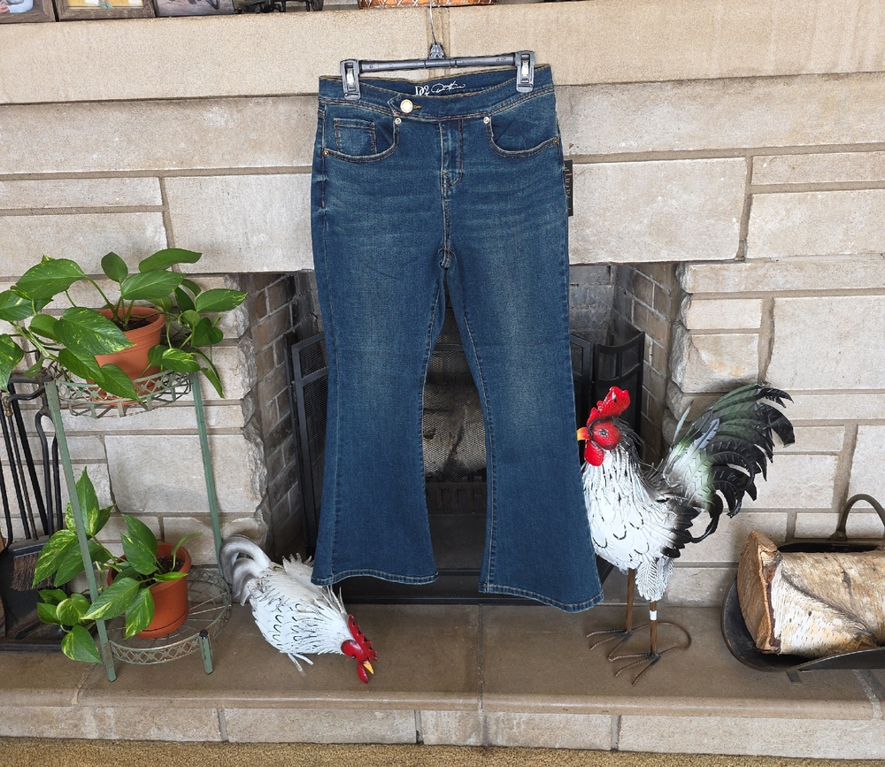 DG2 by Diane Gilman Dark Blue Flare Jeans